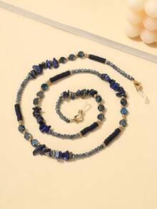 1pc Crystal Stone & Metal Eyeglasses Chain, Random Color - Blue-087 - View 3