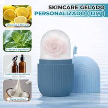 Rolo Facial de Gelo Silicone Cuidado Facial Massageador Rosto Olheiras Aliviar Inchaço Beleza Skincare - azul - oval - Visão 7