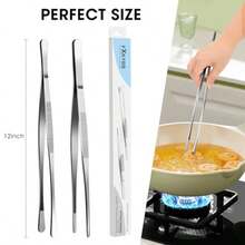 2 Pcs 12-Inc Stains Steel  N Cong Tongs  Tweezers  Cong Camping Cong - Silver - View 4