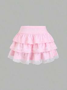 Falda con volantes en capas estilo A con tela texturizada negra y encaje en contraste, estilo evasé y estilizador, inspirado en la década 2000 - amarillo ganso - Ver 8