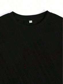 Camiseta de Algodón Puro, Cuello Redondo, Tela Pura, Cómoda y Elástica, Adecuada para Todas las Estaciones, Adecuada para Regalos Diarios, Día Nacional y Fácil Control para Varias Ocasiones - Negro - Ver 2