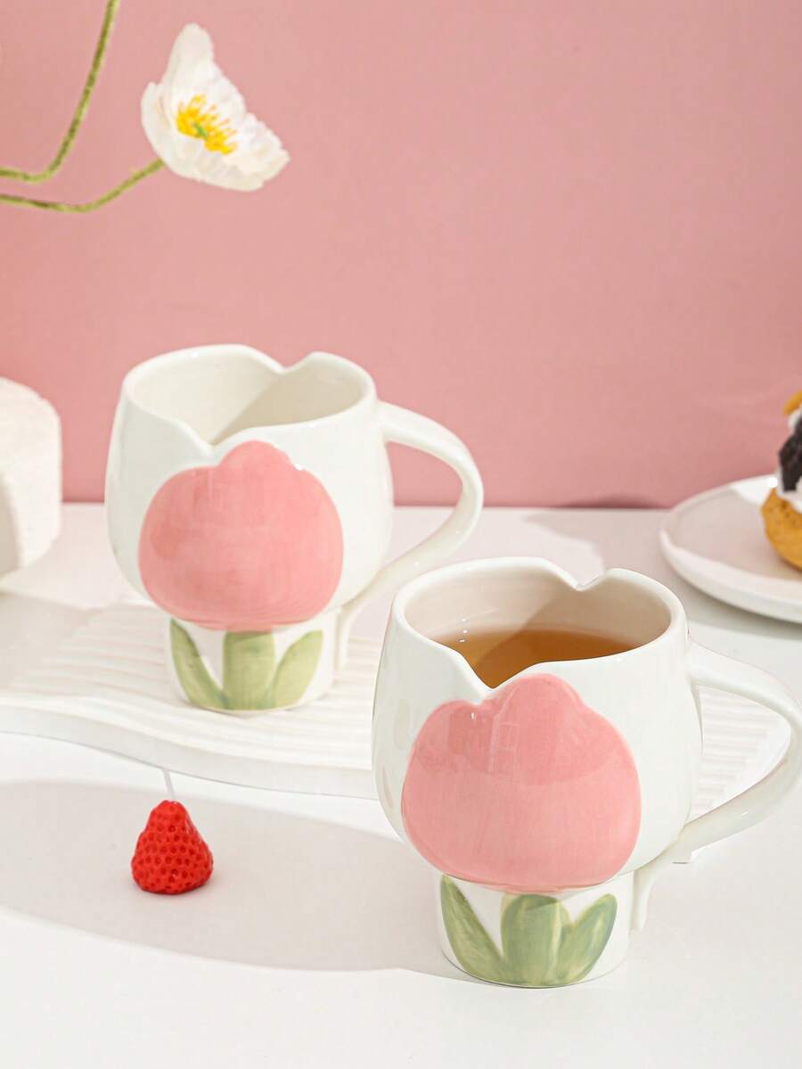 WGROOM 1pc Ceramic Cup, Suitable For Tea, Coffee, Milk, Juice, Suitable For Home, Kitchen, Restaurant, Living Room, Gift, Wedding, Party, Birthday - Multicolor - View 1