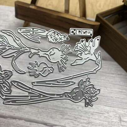 1件套春季花卉金属切割模具，水仙花图案，带“Hello”字样，碳钢压花模板，适用于剪贴簿、卡片制作