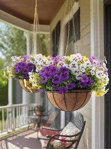 3 Bunches Of 30 Stems Artificial Double-Layer Pansy Flower Bouquet - Durable Plastic Flowers, Suitable For Indoor/Outdoor, Weather-Resistant, Vibrant White/Purple/Yellow, Garden Home Decor, Party, Room, Home, Wall, Bathroom, Bedroom, Decorations, Tabletop, Wedding - Multicolor - View 5
