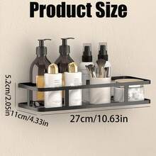 2 Paquetes de Estantería de baño de plástico ABS negro antioxidante - Organizador de ducha montado en la pared sin perforación para almacenamiento de champú y acondicionador, organizador de espacio para decoración, organización y temporada de regreso a clases - Multicolor - Ver 2