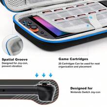 Carrying Case Compatible With Switch 2 (2025), Hard Shell Travel Case For 7.9-Inch Console, Lightweight Ballistic Nylon Protective Storage Bag With Large Capacity For Accessories, Blue - View 4