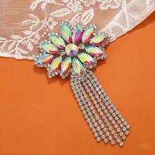 1pc 8.5x13cm Oval Claw Chain Crystal Tassel Decor - Sewing Crystal Applique DIY Craft Bridal Decoration Accessory For Women - Tassel - View 13