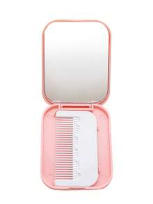 Women's Foldable Portable Makeup Mirror & Comb Set, Creative Compact Makeup Mirror, Suitable For Travel, Mirror And Comb Combo - Multicolor - View 7