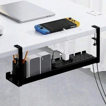Khay quản lý dây cáp dưới bàn, dụng cụ sắp xếp dây không cần khoan, kết cấu kim loại chắc chắn, thiết kế kẹp để dễ dàng lắp đặt, hoàn hảo để giấu ổ cắm điện, dây cáp và bộ sạc, giúp bàn làm việc của bạn gọn gàng và ngăn nắp, phù hợp với hầu hết các bàn làm việc tiêu chuẩn, lý tưởng cho văn phòng tại nhà, không gian làm việc và thiết lập chơi game, quà tặng Giáng sinh, Halloween, Phục sinh, mùa lễ hội.