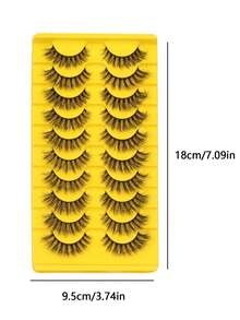 10 Pairs Luxury Fluffy False Eyelashes - Thick & Long, 3D Lashes, Reusable, Soft & Lightweight, Mink-Like Lash Strips For Alluring Eye Makeup - Black - View 7