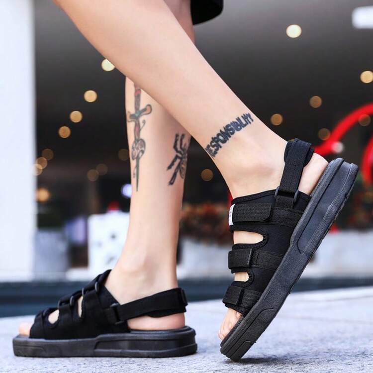 Men's New Fashion Outdoor Sandals, Casual Slides For Teenagers And Students, Beach Sandals - Black - View 4