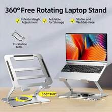 No-Installation Laptop/Tablet Stand, Foldable Height Adjustable, Alloy Cooling Frame, Rotatable Monitor Riser - Multicolor - View 1