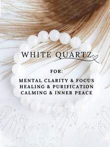 1pc Natural White Quartz Bracelet - Meditation Accessory For Inner Peace - Handmade Unisex Design - Elegant Boho Style, Birthday/Mother's Day/Valentine's Day Gift - Everyday & Occasion Jewelry - Minimalist Beaded Chain - Suitable For All Seasons - Multicolor - View 1