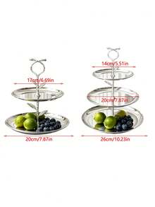 1pc Luxury Ins-Style Stainless Steel Mirrored Fruit Plate, Niche Creative Dessert Stand, Nordic Style Stainless Steel Fruit Rack, Elegant Cake & Snack Stand, Exquisite Afternoon Tea Dessert & Snack Rack, Luxury Multi-Layer Fruit Plate Storage Tray, Living Room Coffee Table Decor, Suitable For Cafe, Restaurant, Living Room, Dessert Shop, Wedding, Party - Silver - View 9