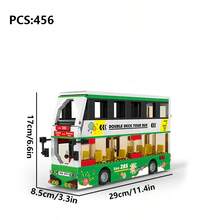 5pcs/Set Bus Building Blocks Series, Including Blue Double-Decker Bus, Red Long-Distance Bus, Red Double-Decker Sightseeing Bus, Green Double-Decker Sightseeing Bus, Suitable For Adult Building Blocks Assembly, Decoration, Stress Relief, Also Suitable For Small Party Gifts, Model Decoration, Home Decor, Applicable For Birthday, Halloween, Christmas, Graduation, Back To School, Independence Day And Other Holidays - Multicolor - View 12