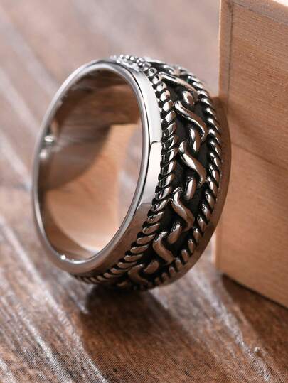 1 pieza Anillo gótico vintage de acero inoxidable fundido, accesorio de joyería de moda para hombres