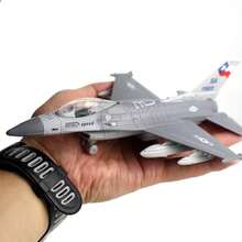Mini avión de aleación F-16 sonido y luz extraíble militar miniatura modelo de Metal colección de combate regalos juguetes para niños - Gris - Ver 11