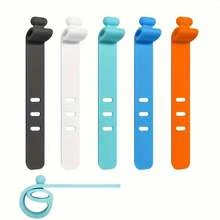 50pcs/100pcs Reusable Silicone Cable Organizer - High Elastic Cable Management Sleeves For Headphones, USB Chargers And Electronics, Durable Plastic Wire Winders, Multicolor Cable Clips - Multicolor - View 5
