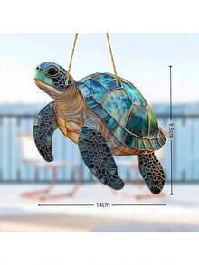 7.87 Inch Acrylic Sea Turtle Suncatcher - Colorful Stained Glass Effect, Ocean Themed Hanging Decor, Suitable For All Seasons, Unique Home & Garden Gift - Multicolor - View 1