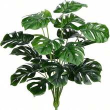 1株人造植物，仿真龟背竹树，棕榈叶，绿色龟背竹叶，落地枝条，无盆，18片叶子，热带香蕉树，适合家居花园厨房派对装饰 - 彩色 - 查看 4
