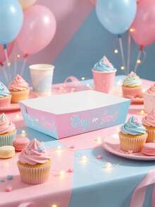 10 peças/20 peças/30 peças Bandejas de Papel Descartáveis para Lanche em Revelação de Gênero Rosa e Azul, 1,5x3,5x5,1 polegadas com Bottom Degradê Ombré e Impressão em Cursiva "Menino ou Menina", Caixas Abertas para Servir Alimentos como Batatas Fritas e Pipoca, Decoração de Mesa de Lanche para Chá de Bebê, Anúncio de Gênero do Bebê, Festa e Eventos, Suprimentos para Homens e Mulheres - Multicolorido - Visão 6
