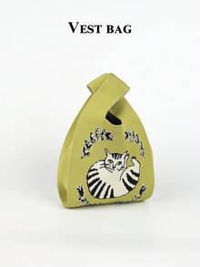 1 pieza Bolso de mano casual de moda, adecuado para llevar teléfono, paraguas, cosméticos, libros, uso diario, vacaciones, viajes, compras, fotografía, actividades al aire libre, campamento, regreso a la escuela, viajes, días festivos, estudiantes, regalo para la madre, para todas las estaciones - Verde - Ver 6