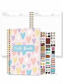 1pc A5 Spiral Bound Planner Notebook, 108 Pages Minimalist Coil Notepad, Suitable For Daily Writing And Planning, Teacher's Day/Mother's Day Gift, Office Stationery - Pink - View 10