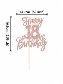 1pc Pink Cute Heart-Shaped Birthday Cake Topper - Suitable For 1st/9th/10th/11th/12th/13th/14th/15th/16th/18th/21st Birthday Celebration, Birthday Party Dessert Cake Decoration - Multicolor - View 9