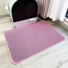 1 pieza Alfombra grande de 75x55cm para caja de arena de gato de doble capa de EVA, lavable, antirrastro y antisalpicaduras, accesorios para gatos - Multicolor - Ver 8
