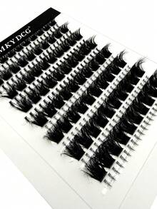 16 Rows Natural Curly Japanese 200D Faux Mink Lash Clusters, Fluffy Lash Clusters With Base, 240pcs Single Lashes, 10-18mm Length, DIY C/D Curl, Home Eyelash Extension - Hitam - View 6