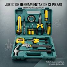 Juego de 12 Herramientas Multifuncionales para el Hogar, Herramientas de Reparación Completas con Manual, Kit de Herramientas Esenciales para el Hogar - verde - Ver 2