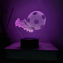 1pc Creative Football Themed Night Light, Great Gift For Football Fans, Birthday Or Holiday Present, Touch-Sensitive Color Changing, Room Decor - Multicolor - View 4