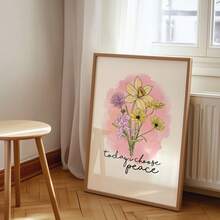 1pc Unframed Vintage Floral Wall Art With Inspirational Quote, Countryside Style Decor, Digital Download Printable For Apartment, Living Room, Bedroom, Back To School, Punk Poster For Dorm - Flowers - View 4