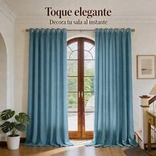Plain Velvet Curtain With 8 Buttons (1 Piece), Soft And High Quality Fabric, Enhances The Style Of Your Home, Perfect To Complement Any Modern Decor Style. - 天藍色 - 查看 10