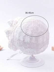 1 pièce Chapeau de bébé style palais vintage brodé, 0-3M, 3-10M (Beige/Blanc) - Petite fleur - Voir 11