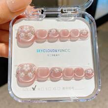 12 peças de autocolantes para unhas dos pés rosa feitos à mão, adequados para o verão, unhas dos pés postiças, arte de unhas dos pés curtas, dedos dos pés adesivos, arte de unhas dos pés artificiais, presente de Dia dos Namorados, arte de unhas primavera/verão, arte de unhas redondas, arte de unhas de primavera, unhas curtas removíveis e reutilizáveis, unhas postiças feitas à mão - Rosa Melancia - Ver 13