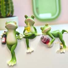 1 Set Frog Sculpture, Garden Decor, Frog Drinking Water/Juice Sculpture, Potted Plant Decor, Floral Frog Sculpture, Fairy Garden Accessory, Home Balcony Lawn Yard Decoration - E - View 5