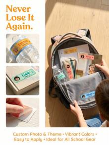 30pcs/60pcs/120pcs Customized Photo And Text Name Labels, Personalized Water Bottle Stickers, Custom Name Labels, Cute Theme Daycare Labels, Colorful Theme Design, For Parents And Teachers - Model 4 - View 6