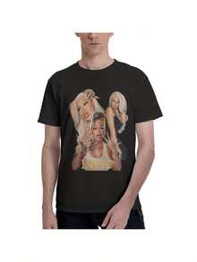 Unisex-T-Shirts För Kvinnor Och Män Med Latto-Mönster, Mjuka Och Lämpliga För Alla årstider, Oumbärlig Avslappnad Streetwear, Mångsidig Stil För Varje Säsong, Ekonomiskt Vardagskläder Och Perfekt Present Till Fans Och Vänner - 220G, Lösa Och Bekväma, Kortärmade T-Shirts För Kvinnor. - Black - View 6