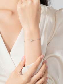 Vòng tay MODIAN bằng bạc Sterling 925 thiết kế lãng mạn vô cực, kiểu dáng độc đáo, đính đá CZ trong suốt tuyệt đẹp dành cho nữ, trang sức bạc cao cấp. - Bạc - Xem 2