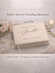 Customized Linen Wedding Guest Book, Personalized Linen Hard Cover Photo Album, Wedding Photo Guestbook, Wedding Memento And Anniversary Scrapbook, Thoughtful Gift - Multicolor - View 4