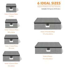 China Storage Containers 6 Pack Stackable Hard Shell Quilted Cases With Soft Plate Separators Moving Plies Packing Boxes For Dishes Plates Platters Mugs Cups Grey - Grey - View 2