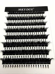 16 Rows Natural Curly Japanese 150D Faux Mink Eyelash Clusters, Fluffy & Thick 278 Individual Lashes 10-18mm, DIY C/D Curl Eyelash Extension Kit - 黑色 - 查看 4