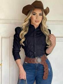 DUSTY CORSET SHIRT - màu đen - Xem 3