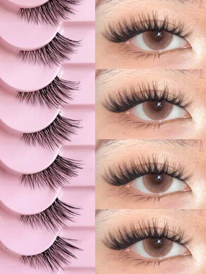 Nuevas pestañas postizas de estilo ojo de gato (Y1022) de media pestaña, alargan fácilmente las esquinas de los ojos, crean ojos felinos, diseño de banda transparente, natural y de larga duración, fácil de aplicar, ideal para principiantes, artículo de maquillaje esencial para mujeres. Pestañas postizas de media pestaña, pestañas postizas