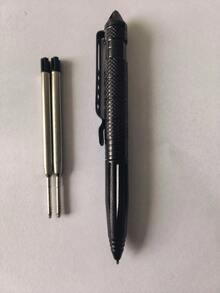 Tungsten Steel Tactical Window Breaker Pen, Multi-Functional Self-Defense Pen, Extra Hard Tip, Ballpoint Pen, Refillable - Black - View 7