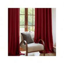 Plain Velvet Curtain With 8 Buttons (1 Piece), Soft And High Quality Fabric, Enhances The Style Of Your Home, Perfect To Complement Any Modern Decor Style. - Bordeaux - View 7