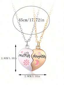 Mom Daughter Pendant Necklace Girl's Stainless Steel Choker Necklace Stylish Family Jewelry Mother's Day Gift For Mom - 淺褐色的 - 查看 4