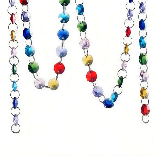 40in Glass Crystal Rainbow Color 14mm Octagon Beads Chain Chandelier Prisms Hanging Wedding Garland