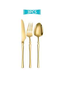 Stainless Steel Cutlery Set With Creative Waist-Shaped Design, Including Fork, Knife, Spoon, Dishwasher , Suitable For Home, Restaurant, Hotel, Party, Wedding. Available In 3-Piece, 15-Piece Or 30-Piece Sets. - - - View 8